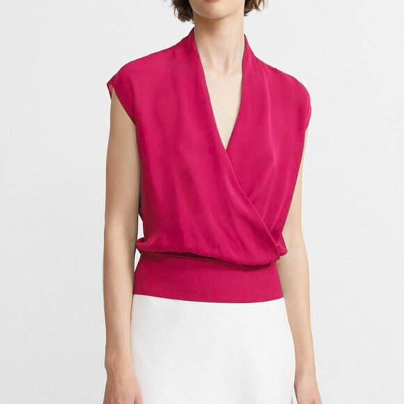 NEW Theory Silk Draped Combo Wrap Top - Picture 1 of 6